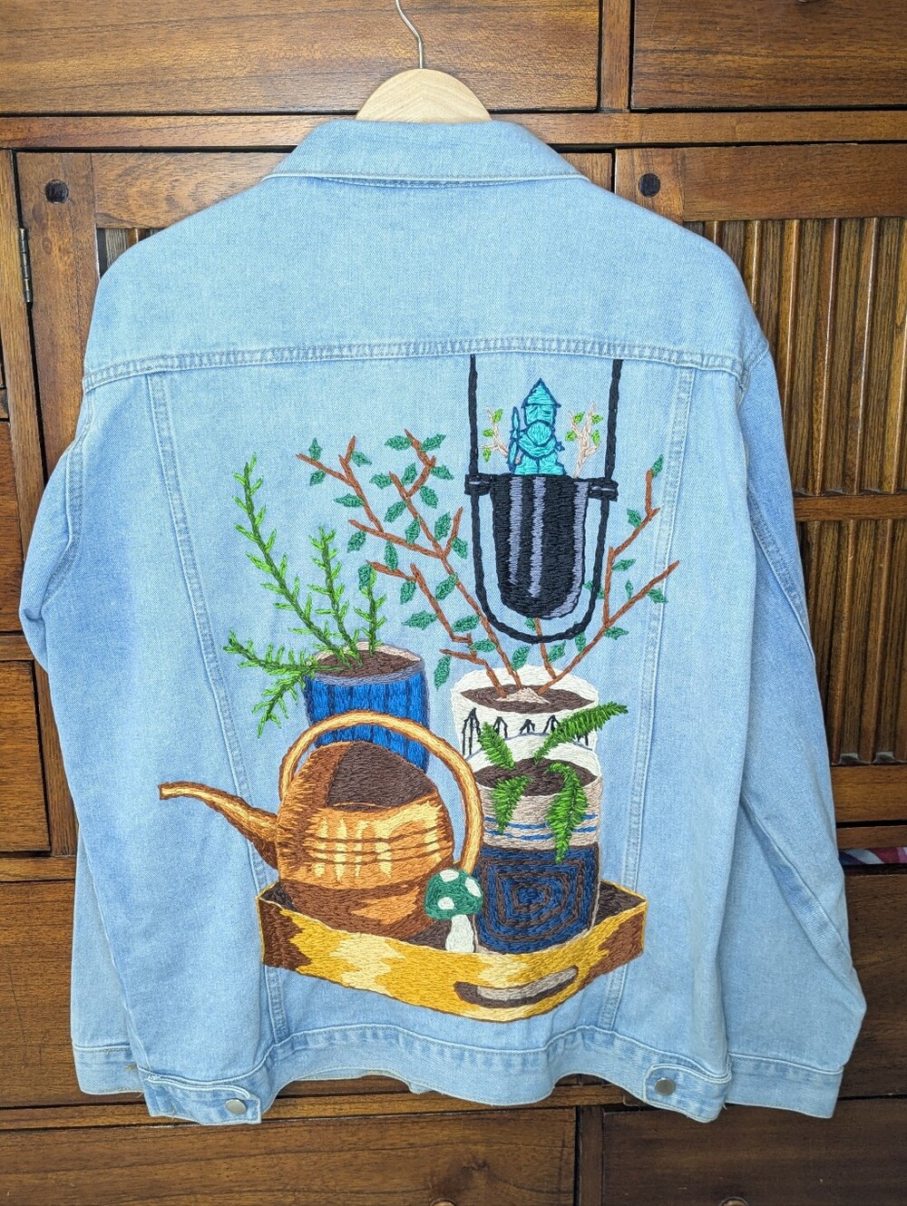 Denim Jacket With Still Life Embroidery